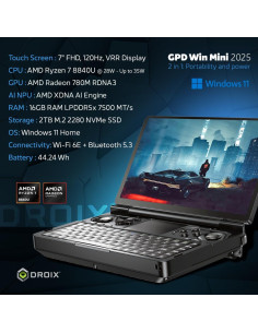 GPD WIN Mini 2025 - PC de Juegos Portátil AMD Ryzen 7 16GB 2TB 2