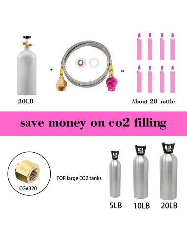 Adaptador Rápido CGA320 KUMAS para Máquina de Soda CO2 152.4cm