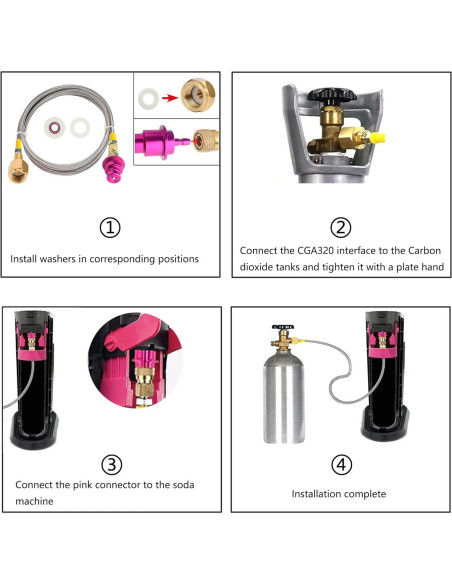Adaptador Rápido CGA320 KUMAS para Máquina de Soda CO2 152.4cm