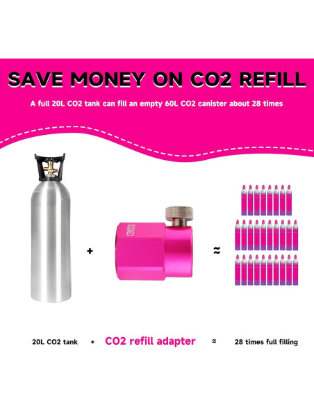 Adaptador de Recarga CO2 GURUDAR Rosa para Máquinas de Soda