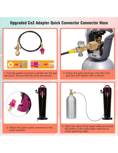 Adaptador de Conector Rápido CO2 Hosile con Manómetro y Válvula