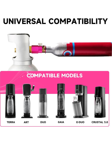 Adaptador de Recarga CO2 GURUDAR Rosa para Máquinas de Soda