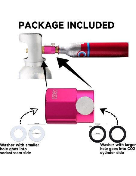Adaptador de Recarga CO2 GURUDAR Rosa para Máquinas de Soda