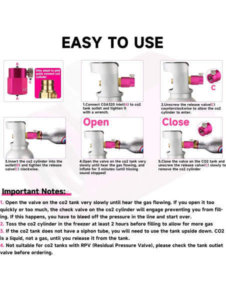 Adaptador de Recarga CO2 GURUDAR Rosa para Máquinas de Soda