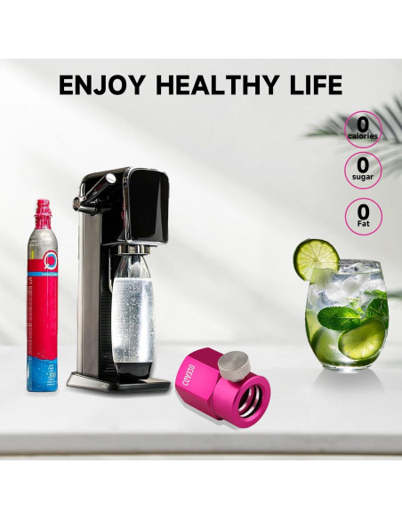Adaptador de Recarga CO2 GURUDAR Rosa para Máquinas de Soda
