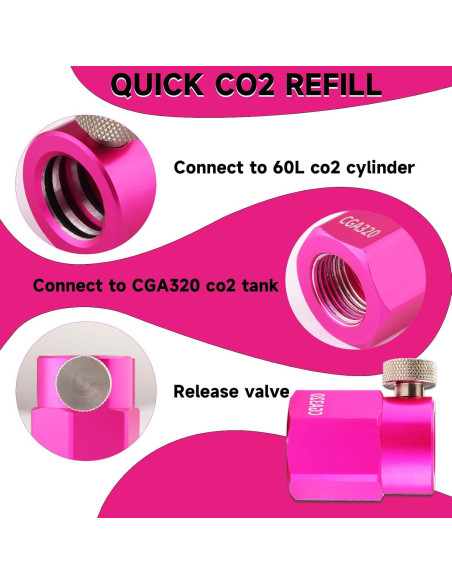 Adaptador de Recarga CO2 GURUDAR Rosa para Máquinas de Soda