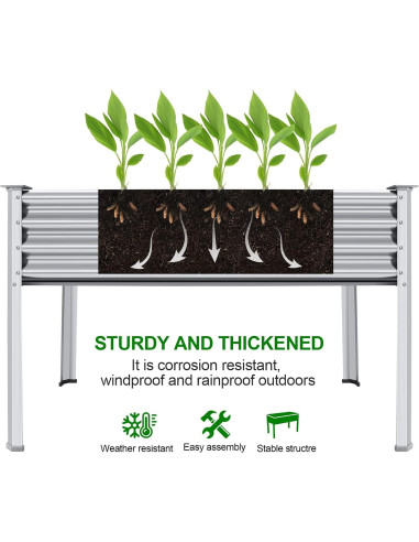 Cama de Jardín Elevada Galvanizada Land Guard 121.9x60.9x81.3 cm