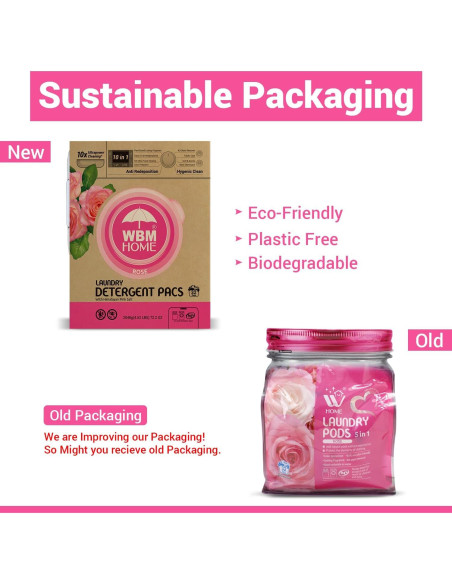 Cápsulas de Detergente WBM 5 en 1 Aroma Rosa - 32 Unidades