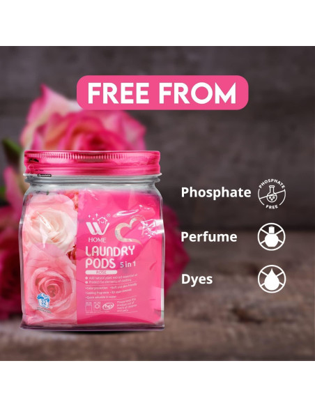 Cápsulas de Detergente WBM 5 en 1 Aroma Rosa - 32 Unidades