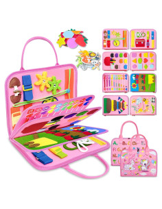 Tablero Ocupado Montessori Exorany Rosa 8 en 1 para Niños