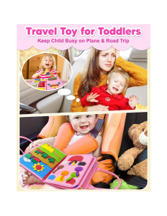 Tablero Ocupado Montessori Exorany Rosa 8 en 1 para Niños 2