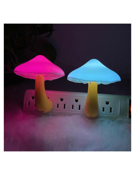 Lámpara de Noche LED UTLK en Forma de Hongo Multicolor - 2 Piezas