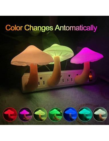 Lámpara de Noche LED UTLK en Forma de Hongo Multicolor - 2 Piezas