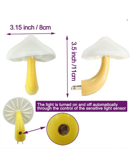 Lámpara de Noche LED UTLK en Forma de Hongo Multicolor - 2 Piezas