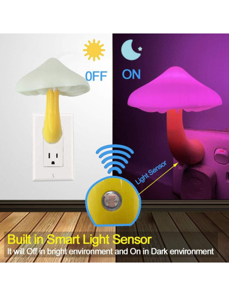 Lámpara de Noche LED UTLK en Forma de Hongo Multicolor - 2 Piezas