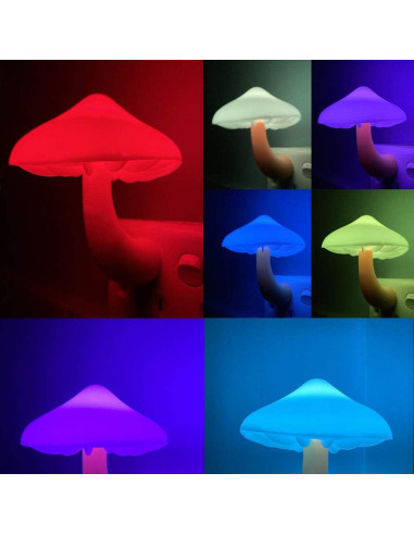 Lámpara de Noche LED UTLK en Forma de Hongo Multicolor - 2 Piezas