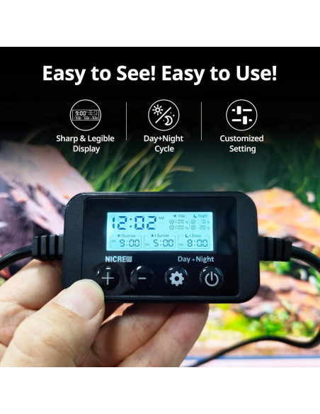 Luz de Acuario LED NICREW Clip On para Plantas 21.17x6.70cm