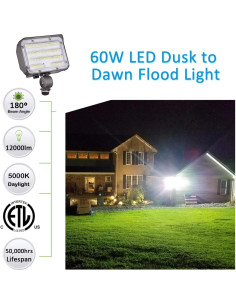 Luz de Inundación LED 60W SZGMJIA con Articulación y Fotocelda 2