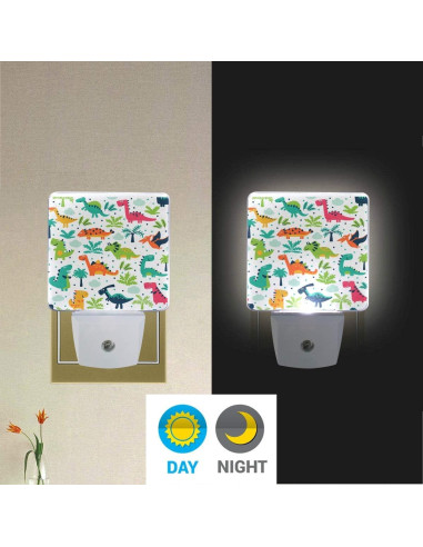 Juego de 2 Lámparas Nocturnas LED Vdsrup Dinosaurio con Sensor