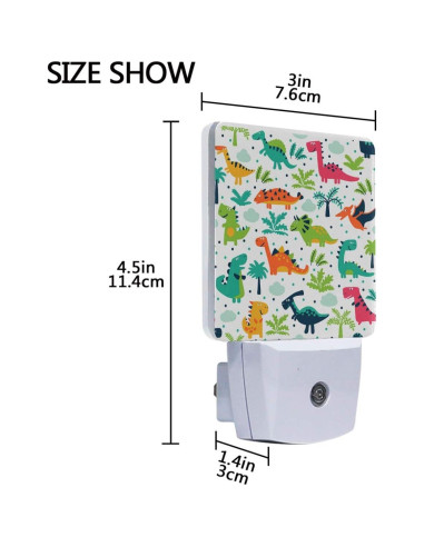 Juego de 2 Lámparas Nocturnas LED Vdsrup Dinosaurio con Sensor