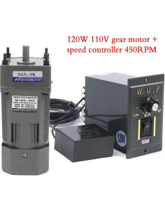 Motor Eléctrico de Engranaje AC YUINDY 110V 120W 0-450 RPM 2