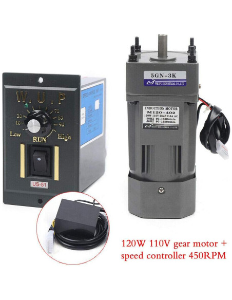 Motor Eléctrico de Engranaje AC YUINDY 110V 120W 0-450 RPM
