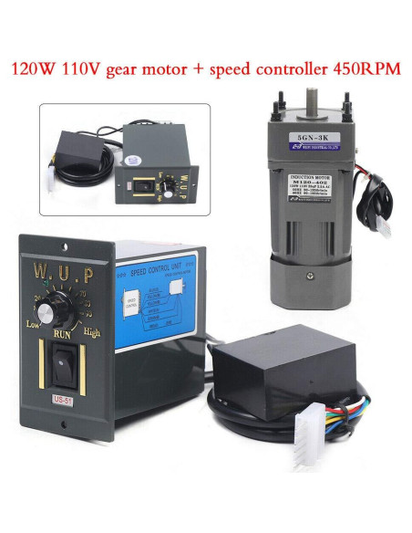 Motor Eléctrico de Engranaje AC YUINDY 110V 120W 0-450 RPM