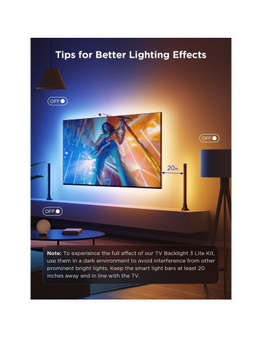 Kit de Luz de Fondo LED Govee H605A 3.6m RGBICW para TV 55-65"