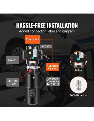Unidad de Potencia Hidráulica VEVOR 220V 10L Elevador de Auto