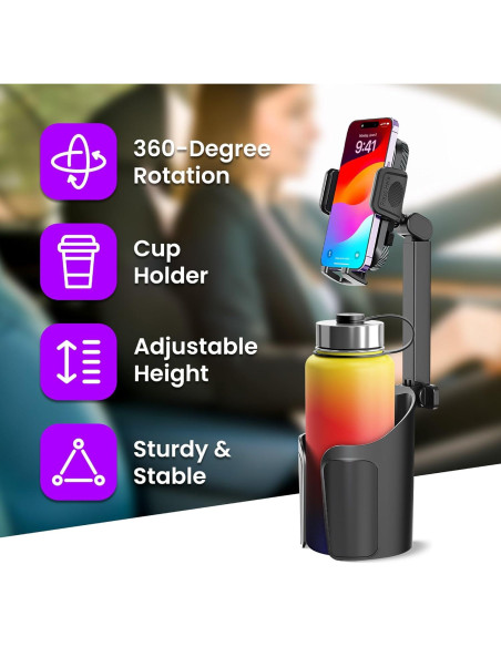 Soporte para Teléfono y Portavasos 2 en 1 Blarie Ajustable Soporte para Teléfono y Portavasos 2 en 1 Blarie Ajustable