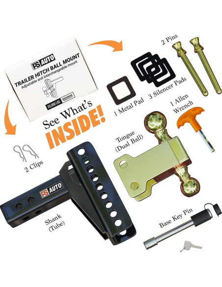 Enganche de Remolque Ajustable PSAUTO 20,000 LBS Acero 6"