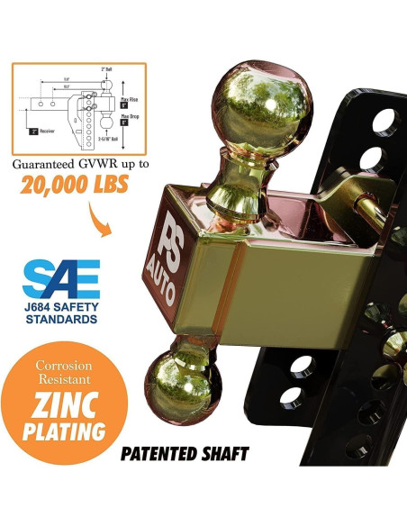 Enganche de Remolque Ajustable PSAUTO 20,000 LBS Acero 6"