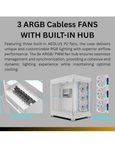 Caja de Juego Gamdias NESO P1 PRO WW RGB Vidrio Templado