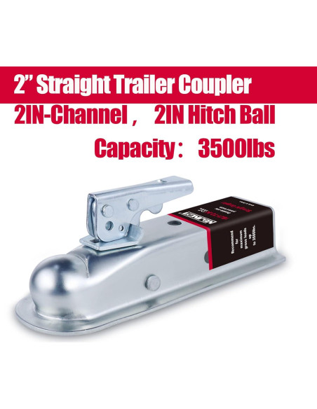 Acoplador de remolque NBJINGYI 2" bola 2" canal 1587.57 kg