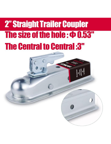 Acoplador de remolque NBJINGYI 2" bola 2" canal 1587.57 kg