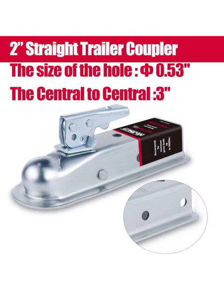 Acoplador de remolque NBJINGYI 2" bola 2" canal 1587.57 kg