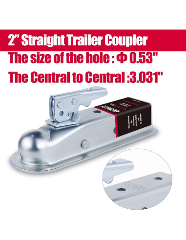 Acoplador de remolque NBJINGYI 2" bola 2" canal 1587.57 kg