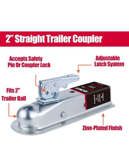 Acoplador de remolque NBJINGYI 2" bola 2" canal 1587.57 kg