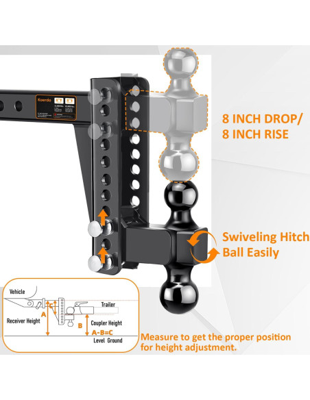 Enganche de Remolque Ajustable Koerdo 2.5" 22000 lbs