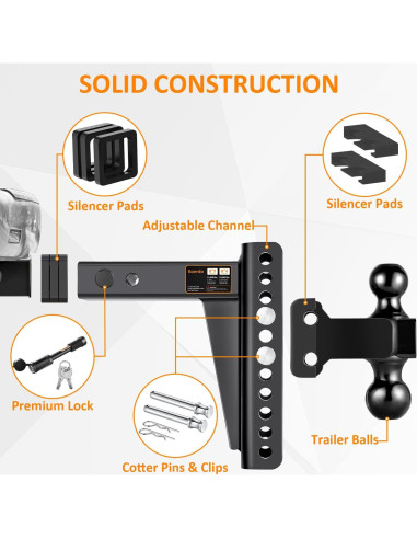 Enganche de Remolque Ajustable Koerdo 2.5" 22000 lbs