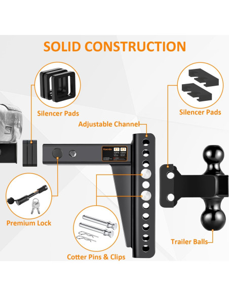 Enganche de Remolque Ajustable Koerdo 2.5" 22000 lbs