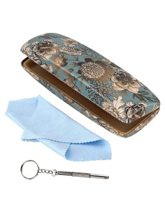 Funda Dura de Cuero Impreso BVYA para Gafas de Lectura