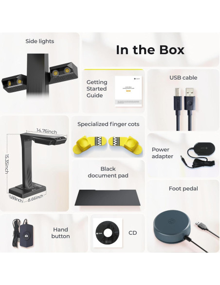 Escáner de Documentos CZUR ET16 Plus, 16MP, OCR 186 Idiomas