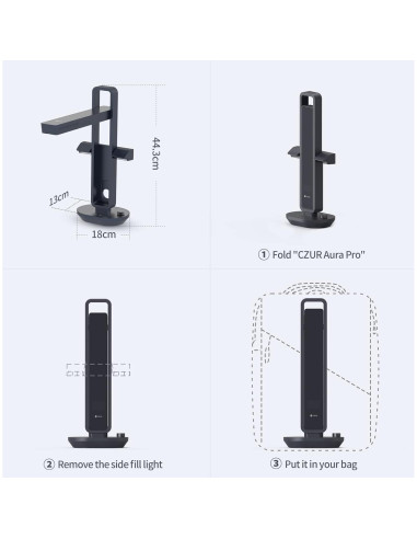 Escáner de Libros CZUR Aura Pro A3/A4 Plegable y Portátil