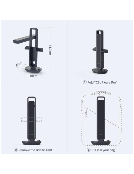 Escáner de Libros CZUR Aura Pro A3/A4 Plegable y Portátil