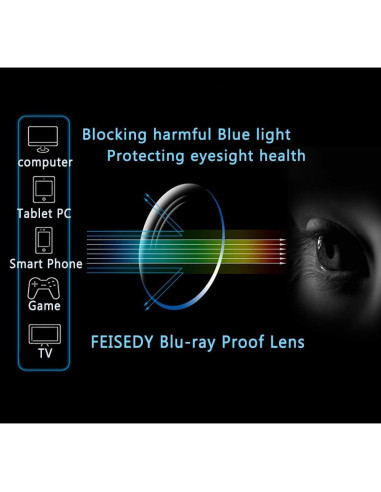 Gafas de Ojo de Gato FEISEDY con Lentes Bloqueadores de Luz Azul
