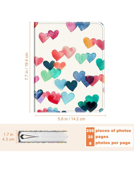 Álbum de Fotos Fintie para Instax Mini - 256 Bolsillos Corazones