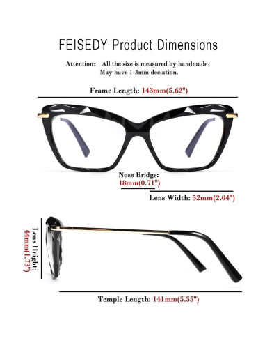 Gafas de Ojo de Gato FEISEDY con Lentes Bloqueadores de Luz Azul