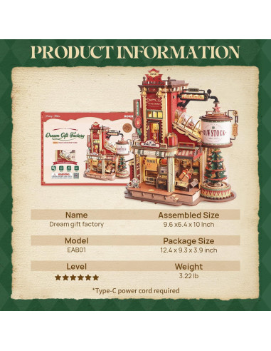 Rompecabezas 3D ROKR Fábrica de Regalos con Música y Luces