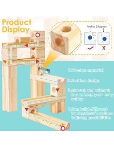 Pista de Canicas de Madera Onshine - Set de 80 Piezas para Niños 2